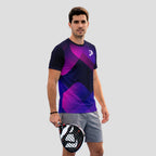 Patrón De Bloques Geométricos Violeta Rosa Camiseta De Pádel