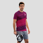 Magenta Violet Diagonal Block Pattern Padel T-Shirt