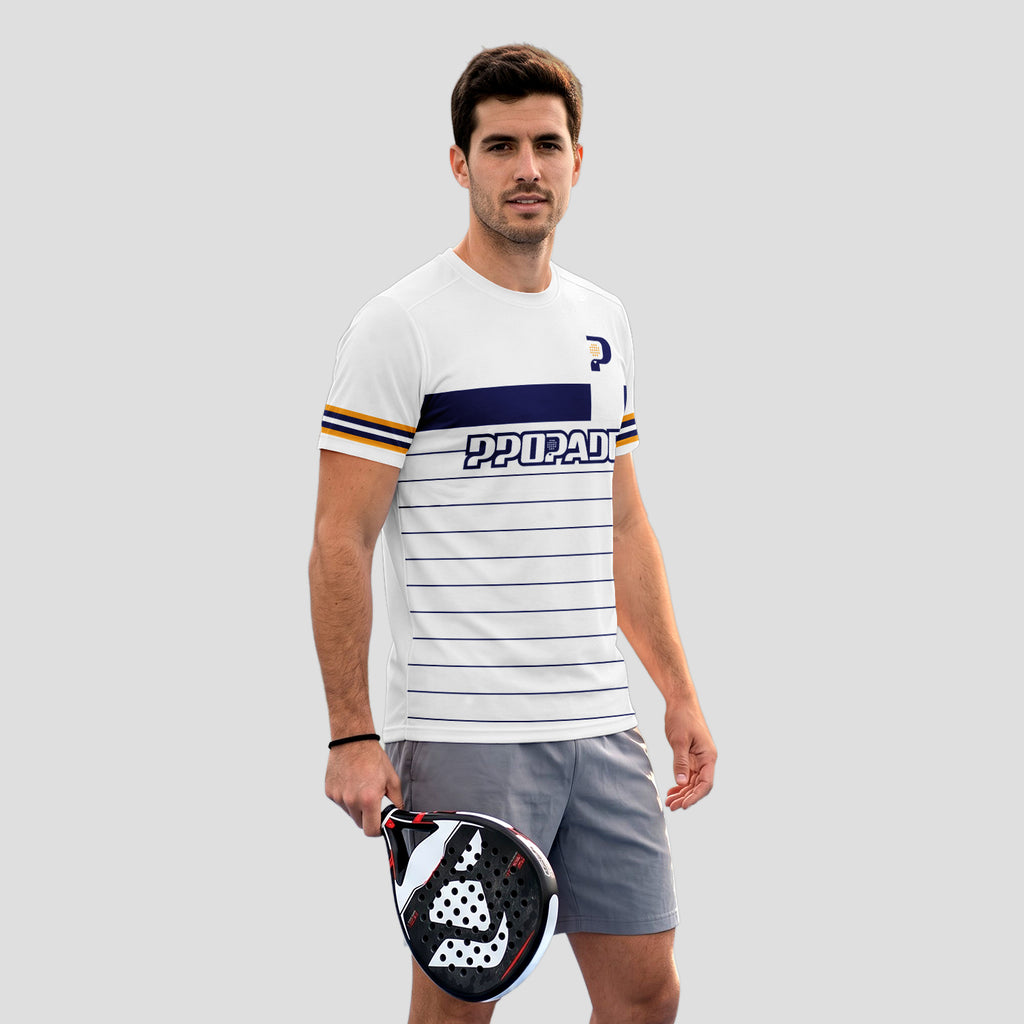 Diseño de Bloque Azul Marino Naranja Moderno Camiseta de Pádel