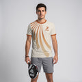 Patrón Abanico Radial Naranja Beige Destacado Camiseta de Pádel