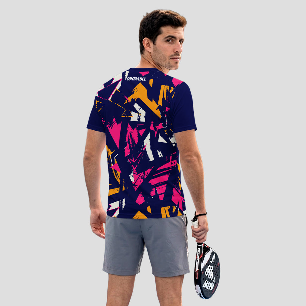 Patrón de Pinceladas Abstractas Multicolor Camiseta de Pádel