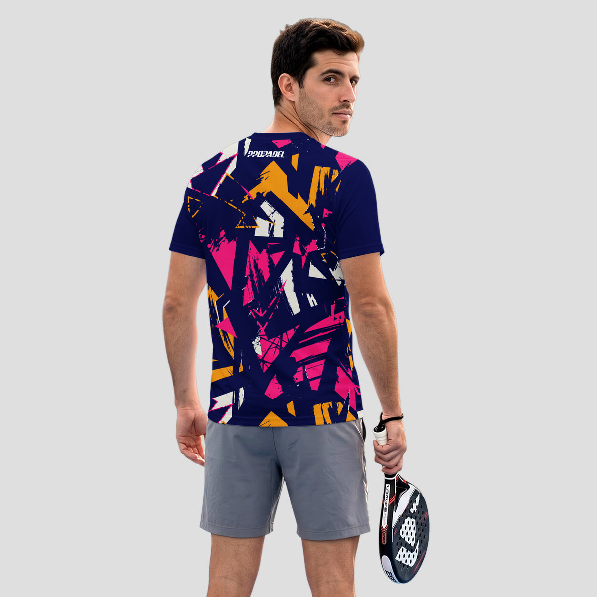 Patrón de Pinceladas Abstractas Multicolor Camiseta de Pádel