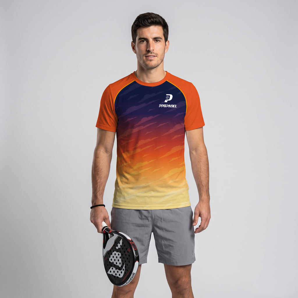 Design Phrase Padel Printed Sleeves Orange Padel T-Shirt