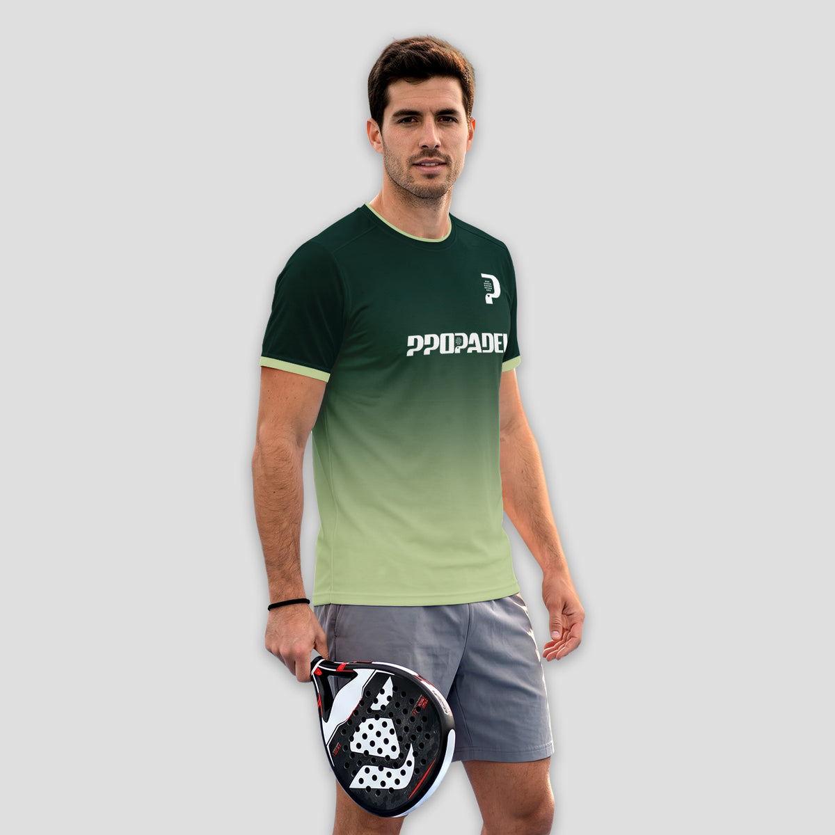 Dark Green Gradient Court Graphic Padel T-Shirt