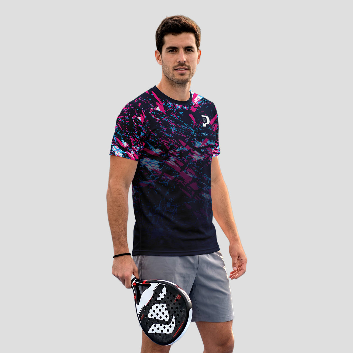 Diseño Graffiti Salpicaduras Rosa Azul Negro Camiseta De Pádel