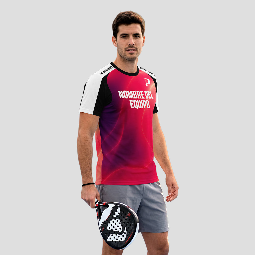 Design Phrase Born to Finish Red Gradient Padel T-Shirt