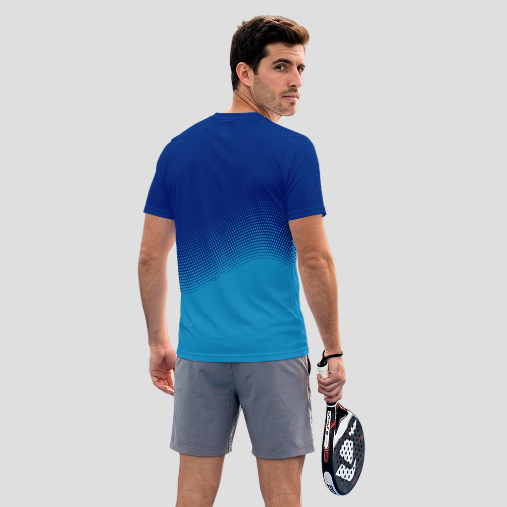 Degradé Blue Halftone Print – Padel T-Shirt