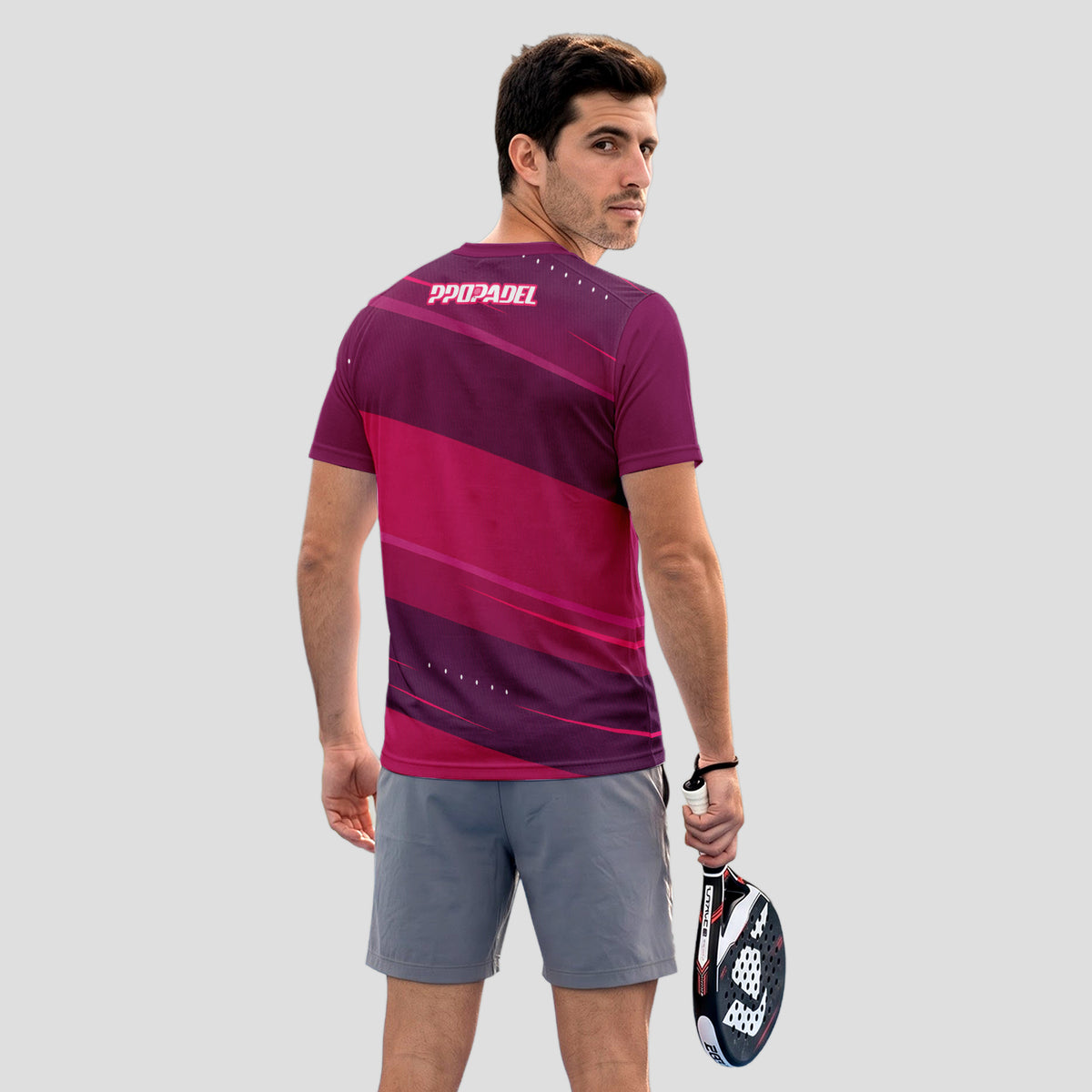 Patrón De Bloques Diagonales Magenta Violeta Camiseta De Pádel