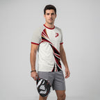Patrón Espiral Rojo Granate Destacado Camiseta de Pádel