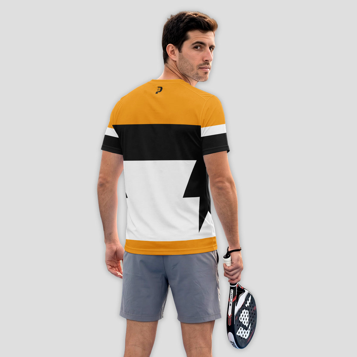 Diseño de Bloques de Color Amarillo Negro Blanco Camiseta de Pádel