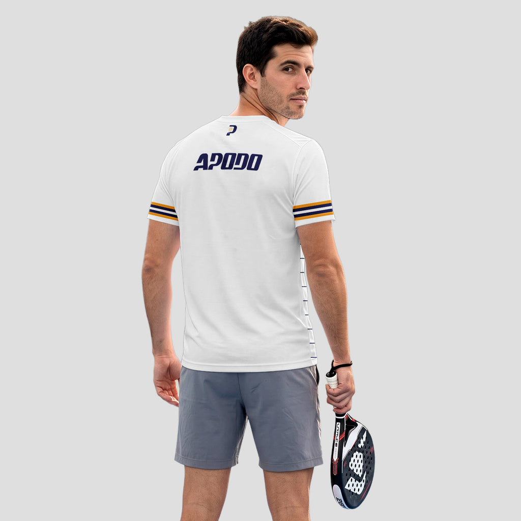 Diseño de Bloque Azul Marino Naranja Moderno Camiseta de Pádel