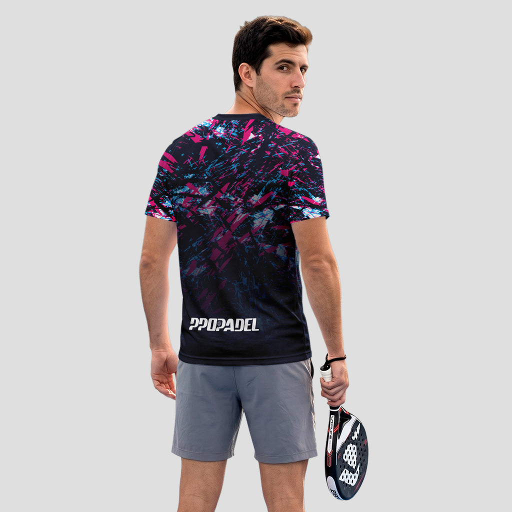 Diseño Graffiti Salpicaduras Rosa Azul Negro Camiseta De Pádel