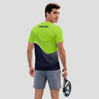 Lime Green Black Fine Wave Pattern Padel T-Shirt