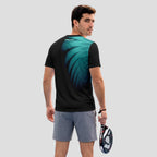 Diseño de Ondas Teal y Negro Destacado Camiseta de Pádel