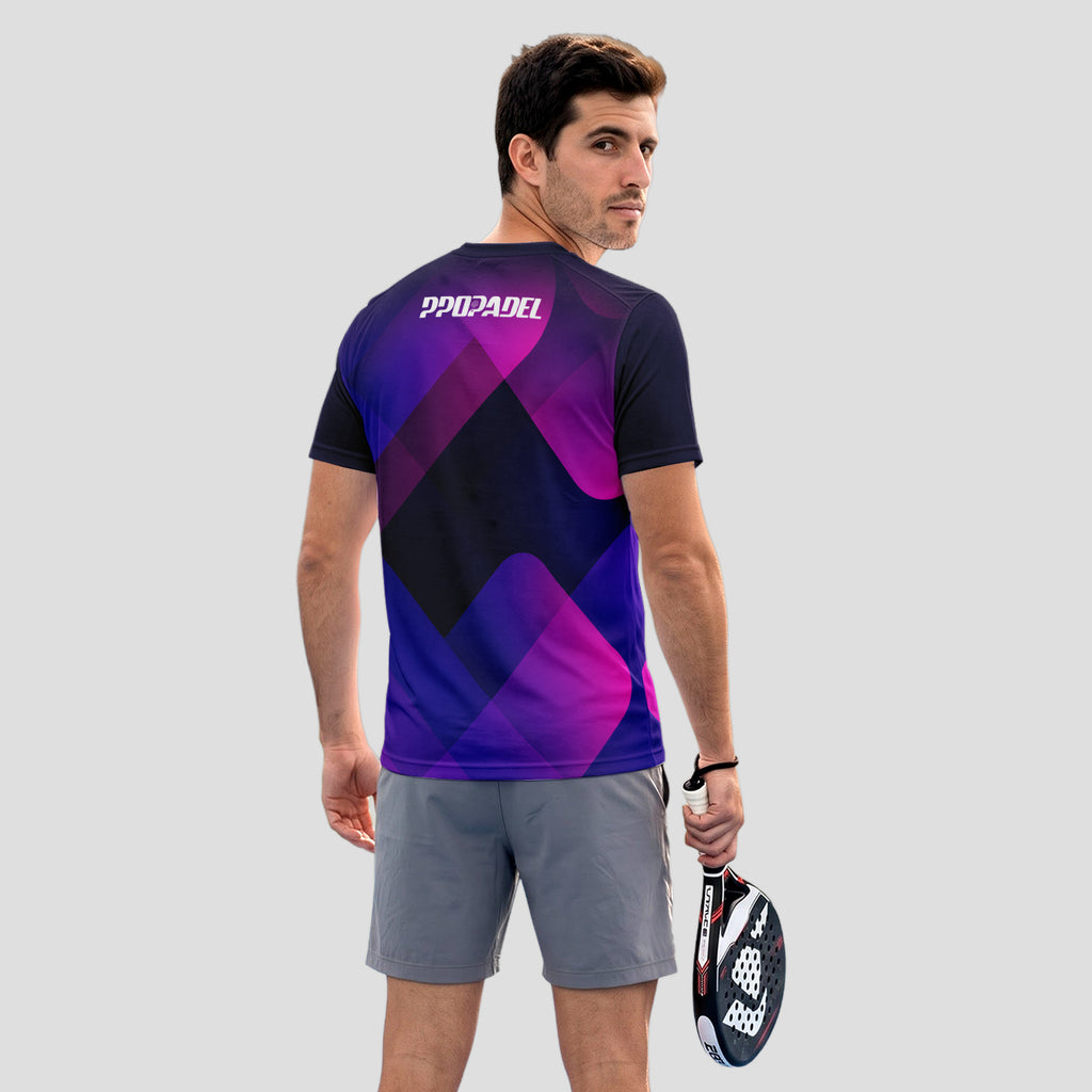 Patrón De Bloques Geométricos Violeta Rosa Camiseta De Pádel