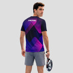 Patrón De Bloques Geométricos Violeta Rosa Camiseta De Pádel