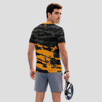 Negra Camuflaje Naranja y Gris – Camiseta de Pádel