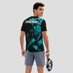 Patrón de Triángulos Teal Geométrico Camiseta de Pádel