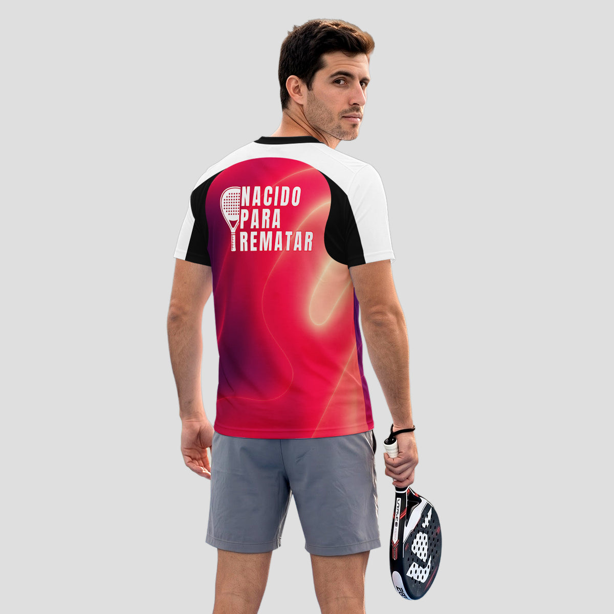 Design Phrase Born to Finish Red Gradient Padel T-Shirt