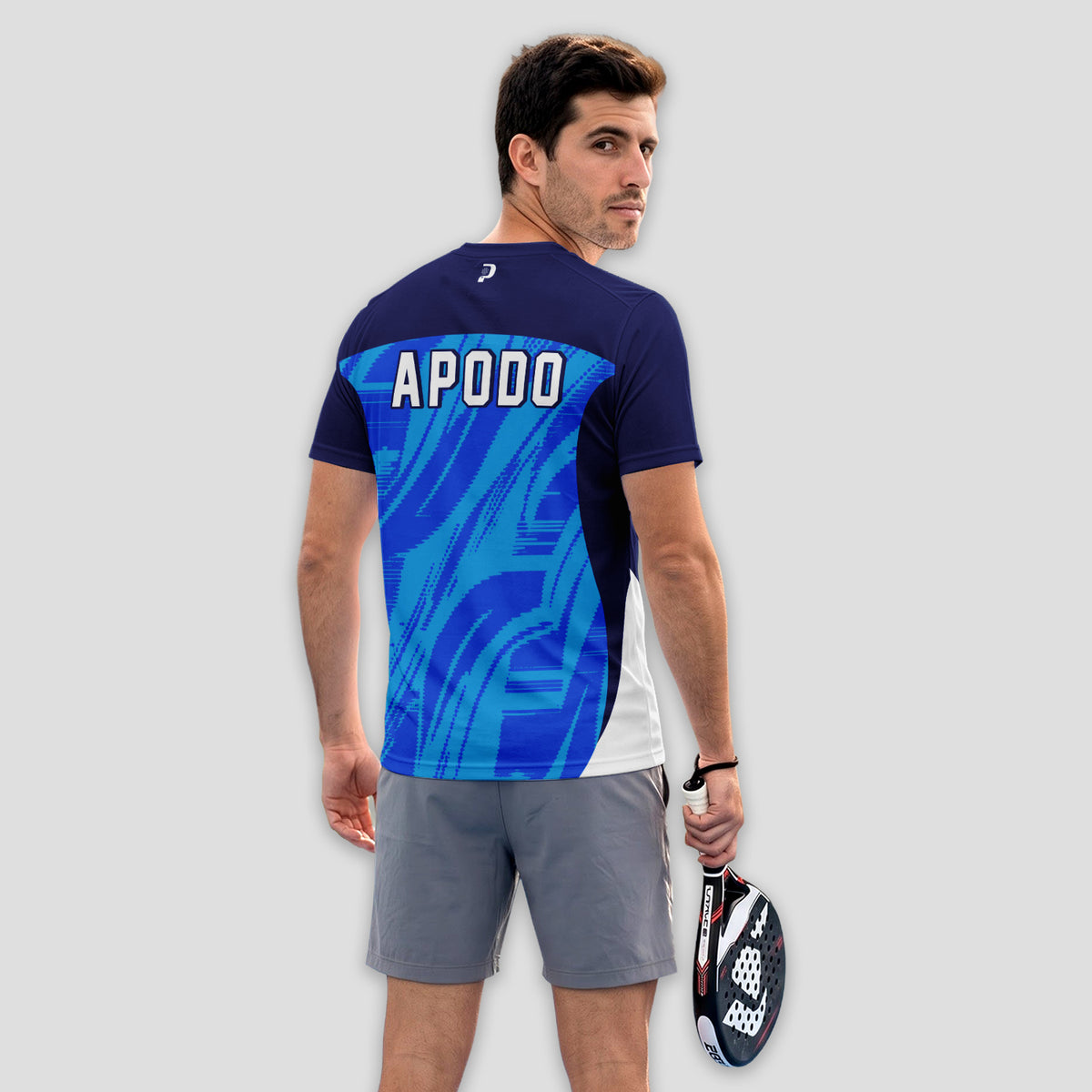 Black With Geometric Pattern And P Padel Logo Padel T-Shirt