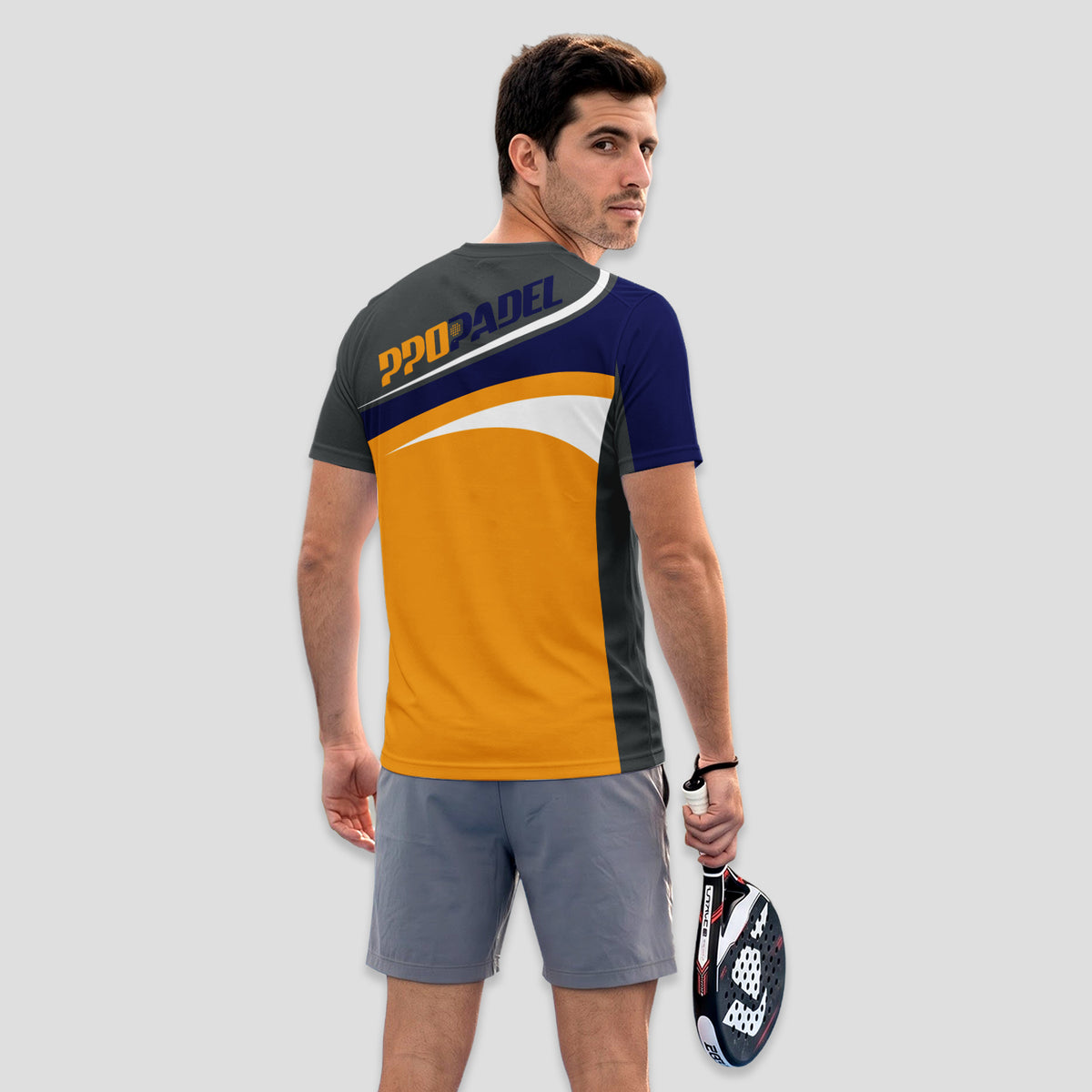 Estilo Deportivo Tricolor Naranja Gris – Camiseta de Pádel