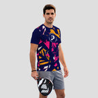 Patrón de Pinceladas Abstractas Multicolor Camiseta de Pádel