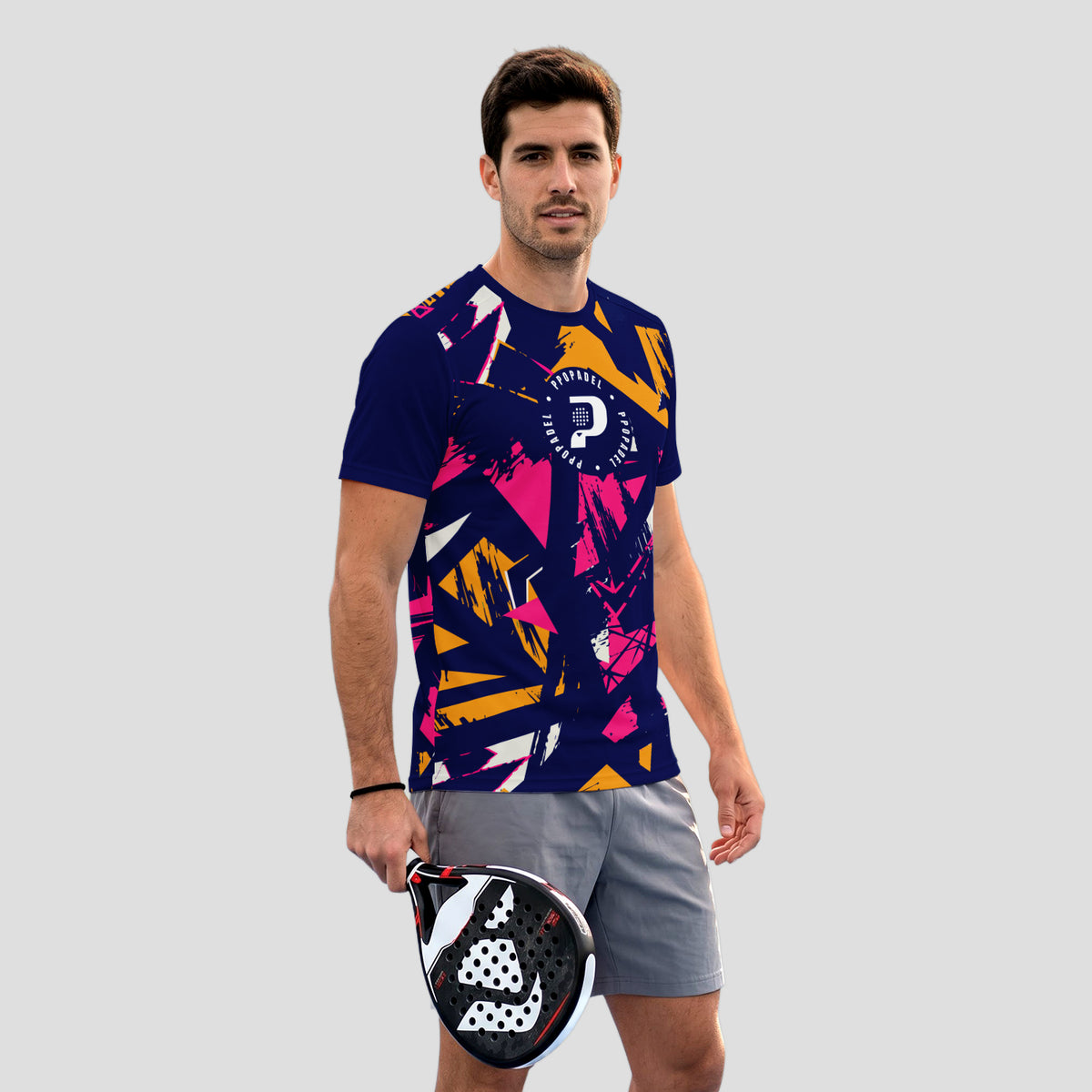 Patrón de Pinceladas Abstractas Multicolor Camiseta de Pádel