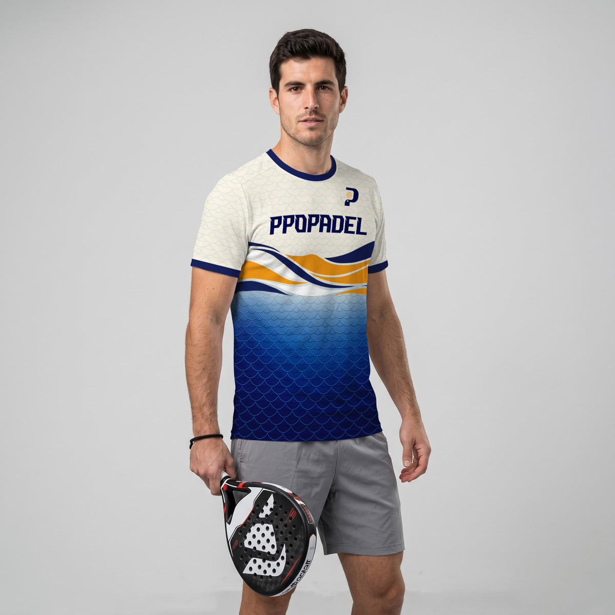 Orange Blue Waves Scales Padel T-Shirt Design