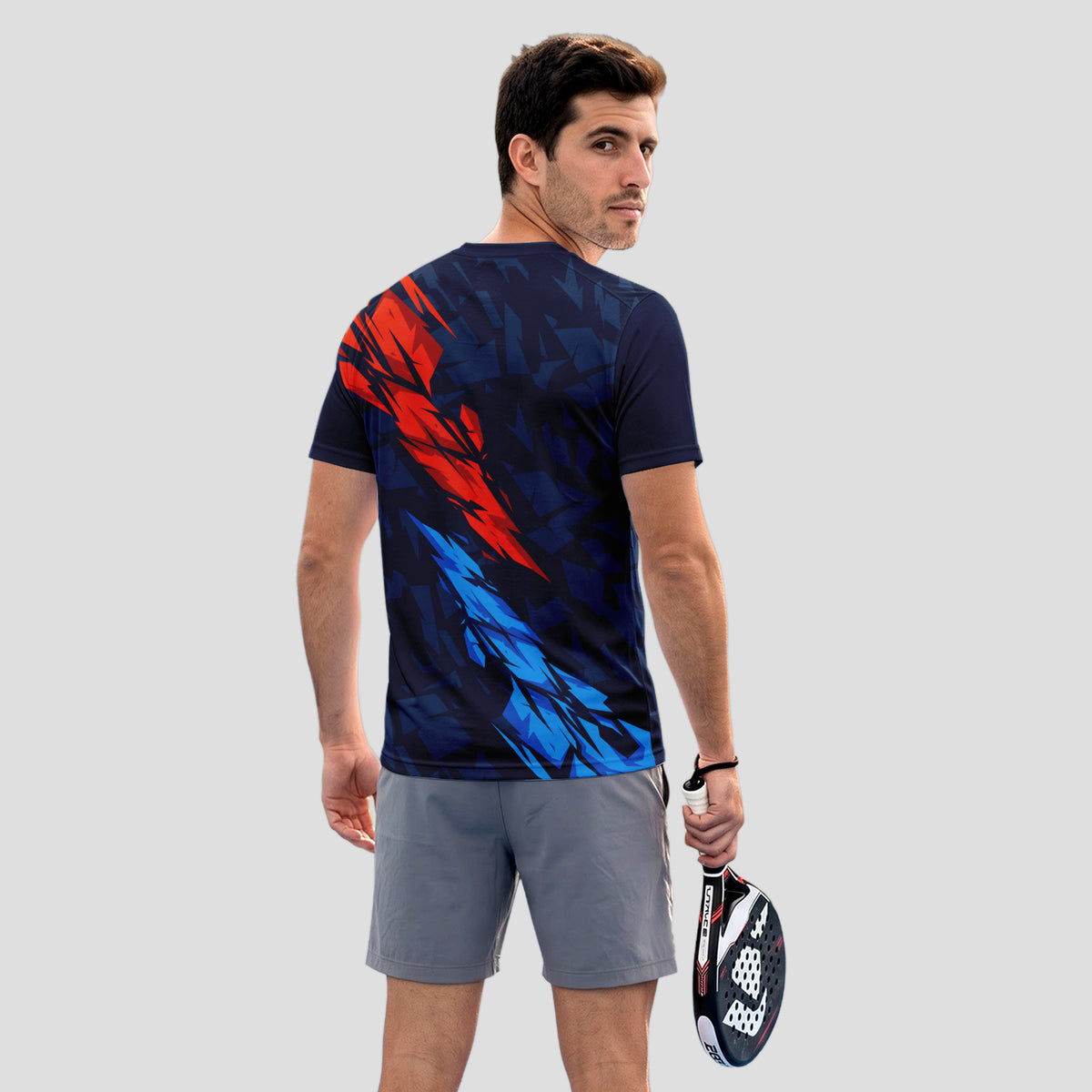 Diseño Fuego Rojo y Azul Marino – Camiseta de Pádel