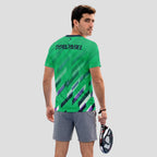 Verde Con Líneas Diagonales Multicolores Camiseta De Pádel