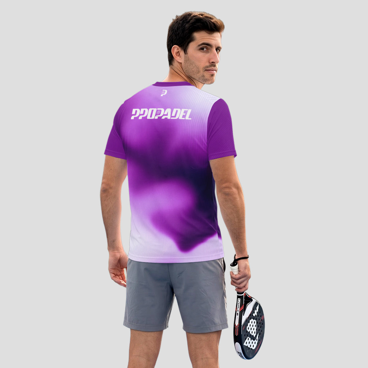 Patrón Degradado Difuminado Violeta Blanco Camiseta de Pádel
