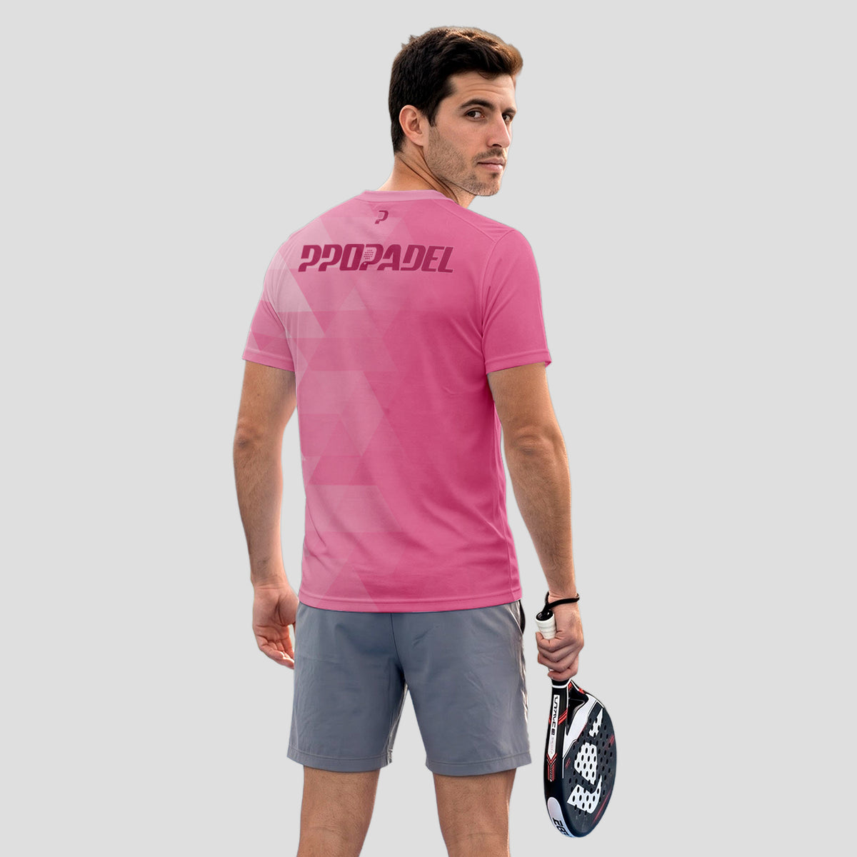 Patrón de Polígonos Rosa Magenta Camiseta de Pádel