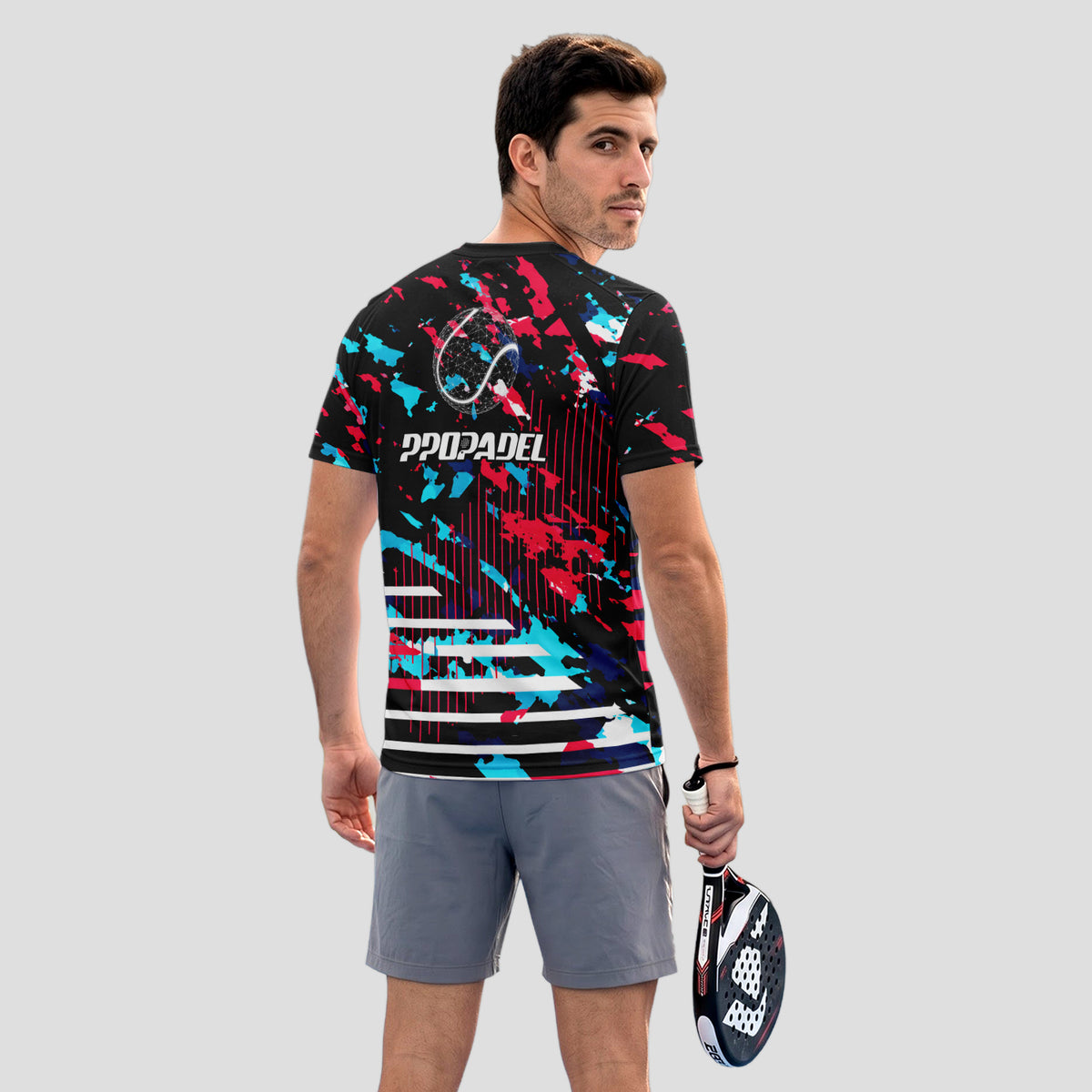 Patrón Camuflaje Salpicaduras Rosa Azul Negro Camiseta De Pádel