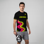 Diseño De Onda Neón Rosa Y Verde Camiseta De Pádel