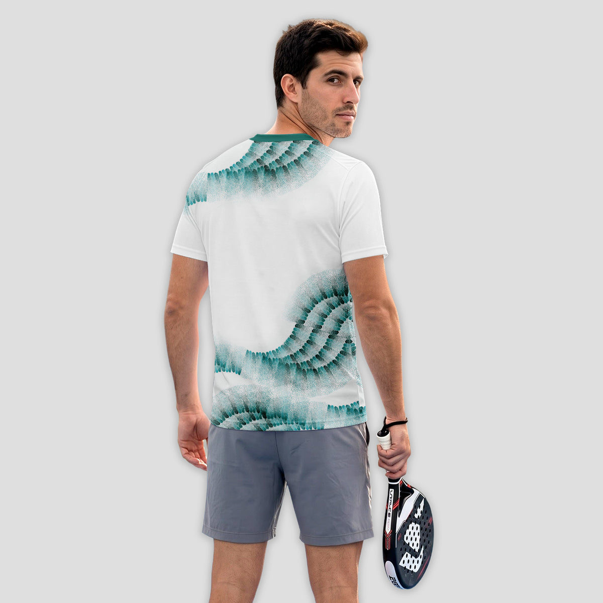 Patrón de Escamas Verde Verde Blanco Destacado Camiseta de Pádel