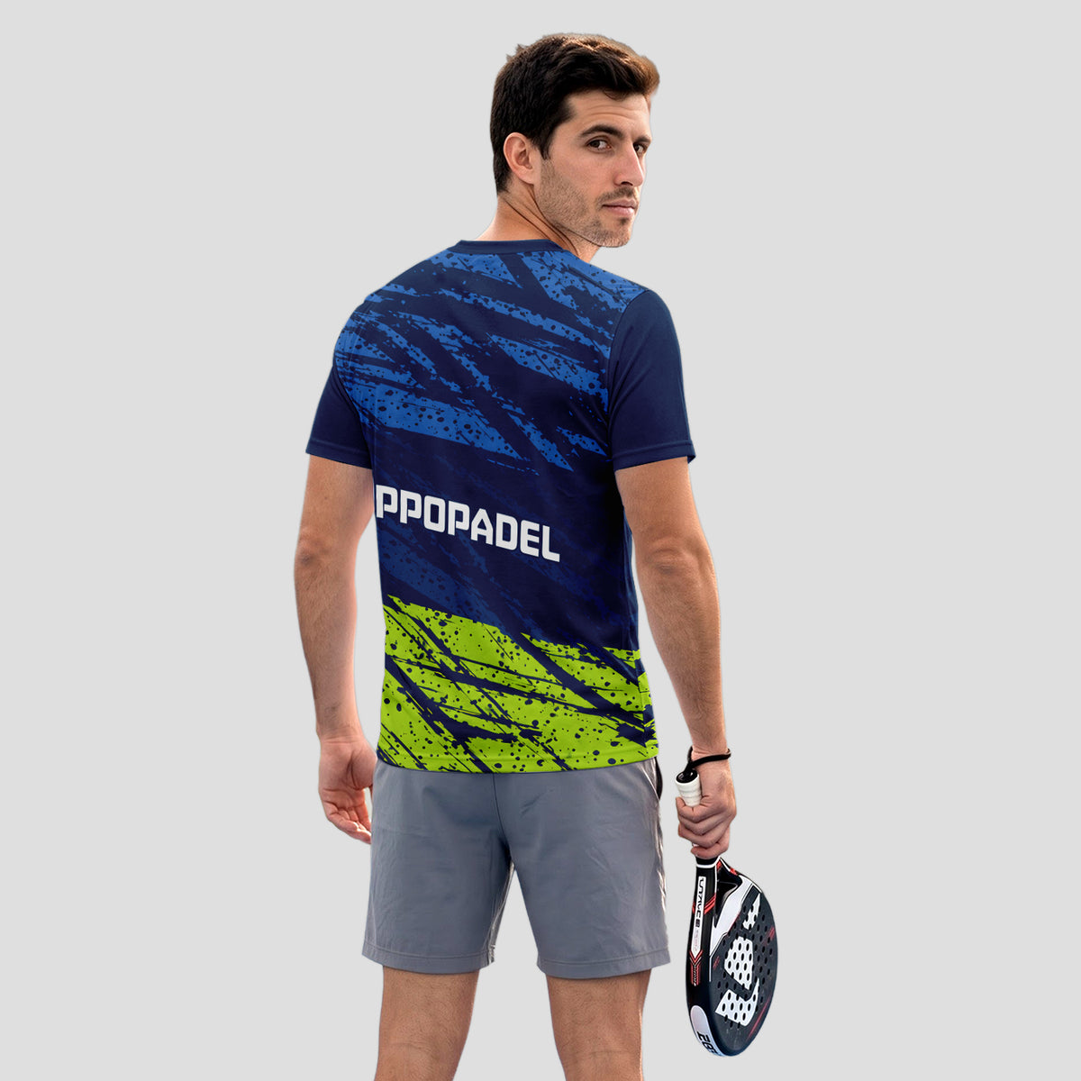 Diseño Graffiti Abstracto Azul Verde Lima Moderno Camiseta de Pádel