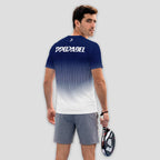 Navy Blue Padel T-Shirt With Vertical Line Gradient