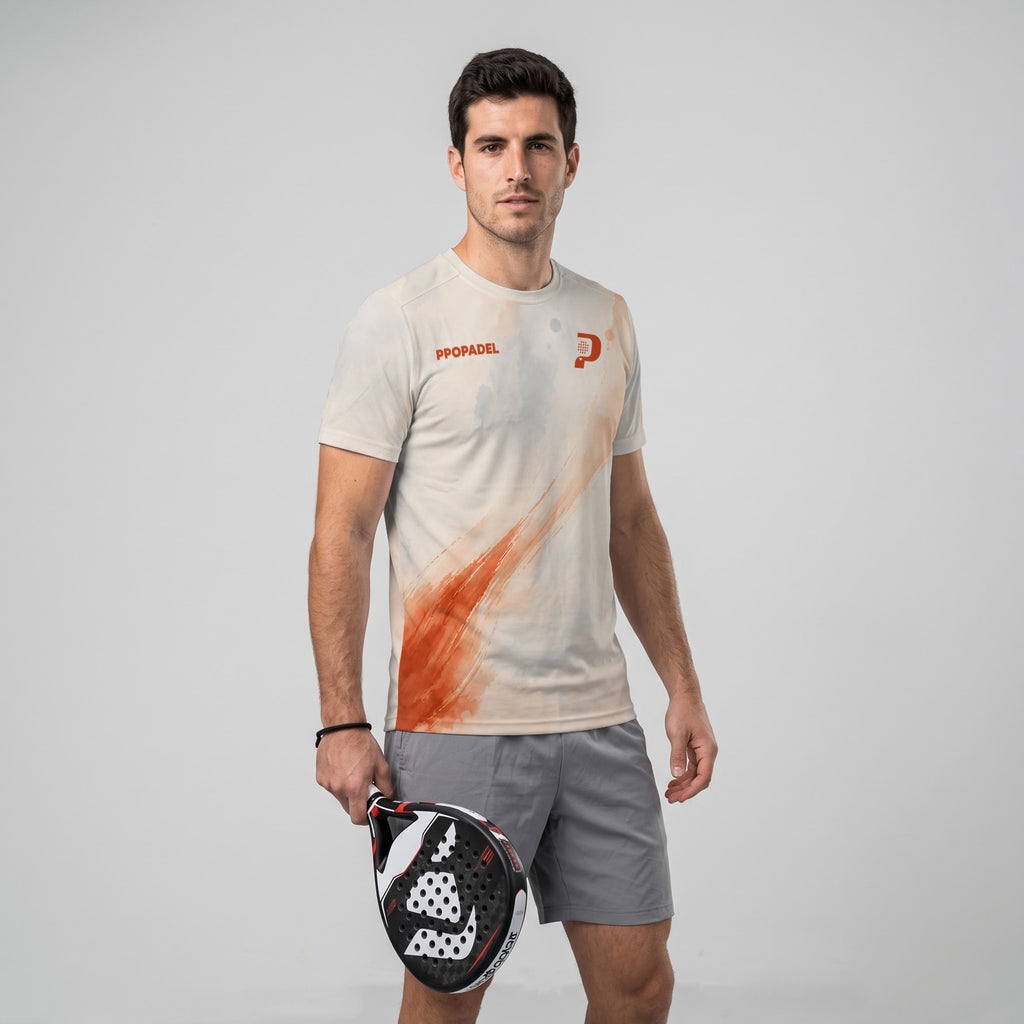 Design Phrase Padel Printed Sleeves Orange Padel T-Shirt