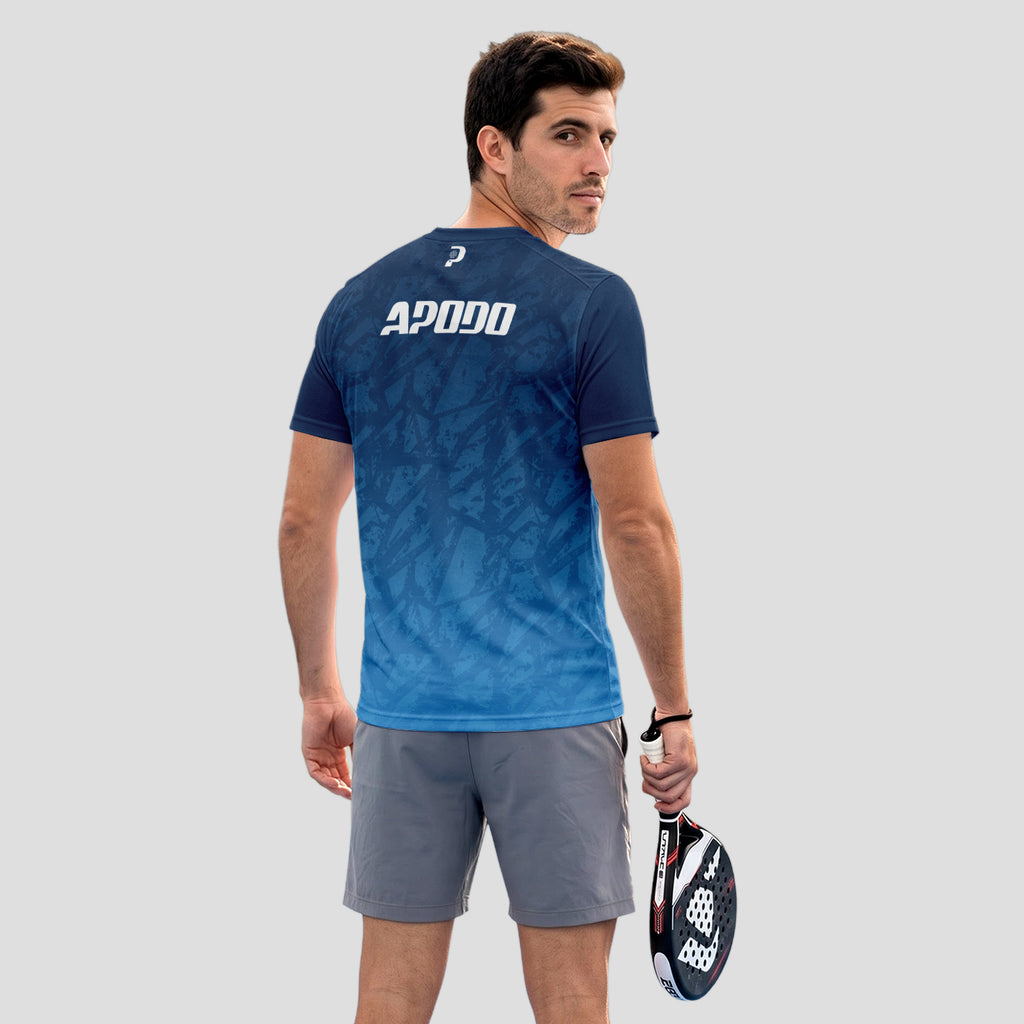 Navy Blue Padel T-Shirt With Gradient Print And Logo