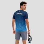Navy Blue Padel T-Shirt With Gradient Print And Logo