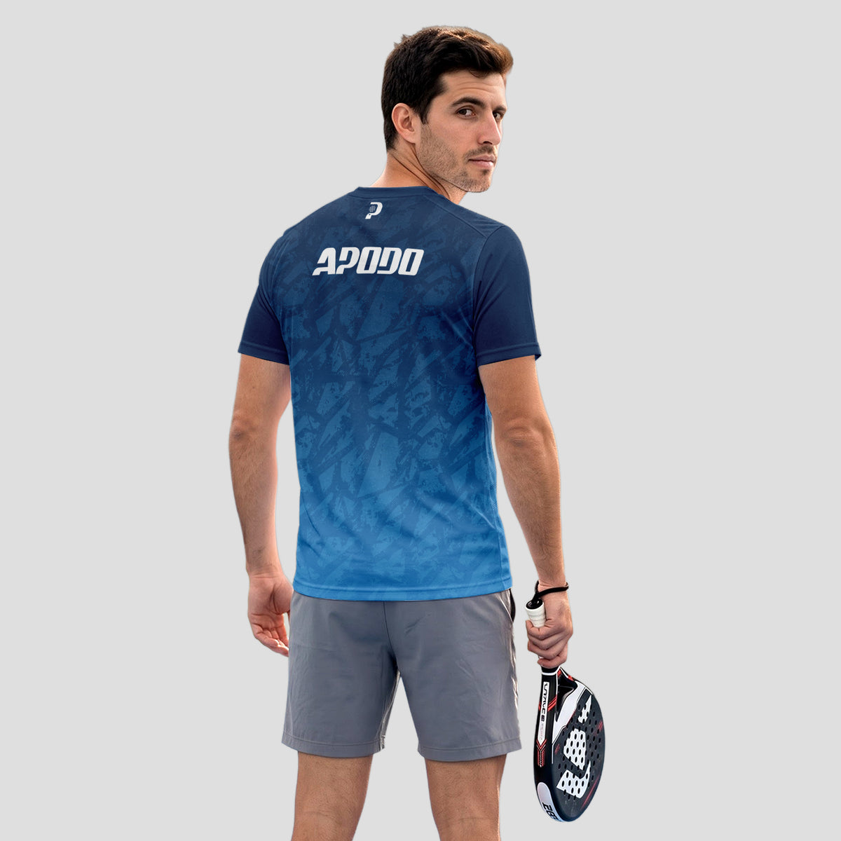 Navy Blue Padel T-Shirt With Gradient Print And Logo