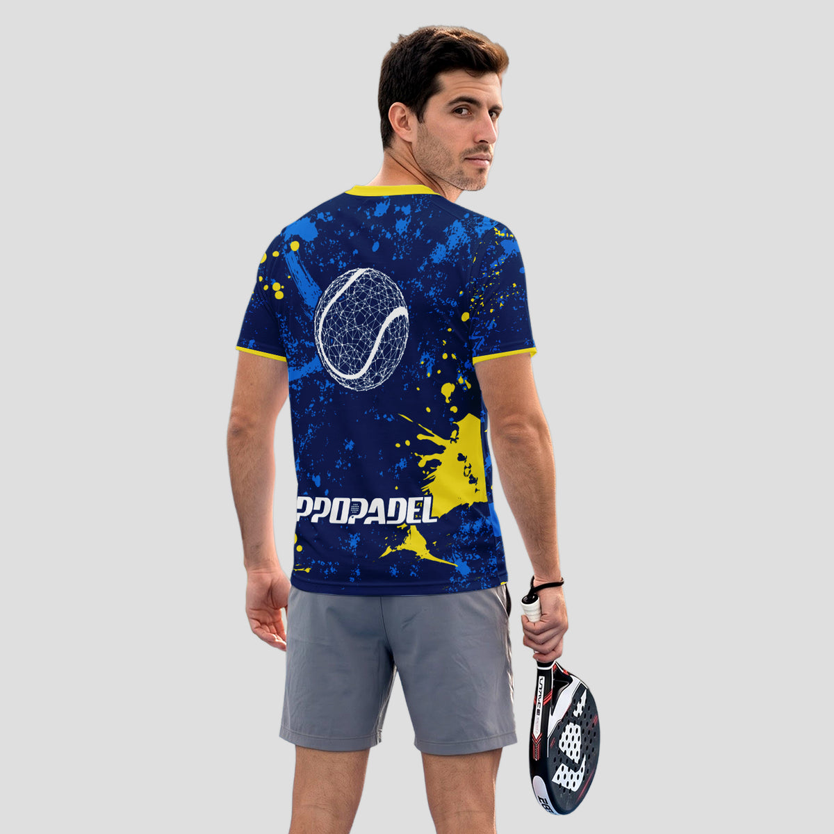 Blue And Yellow Abstract Style Padel T-Shirt