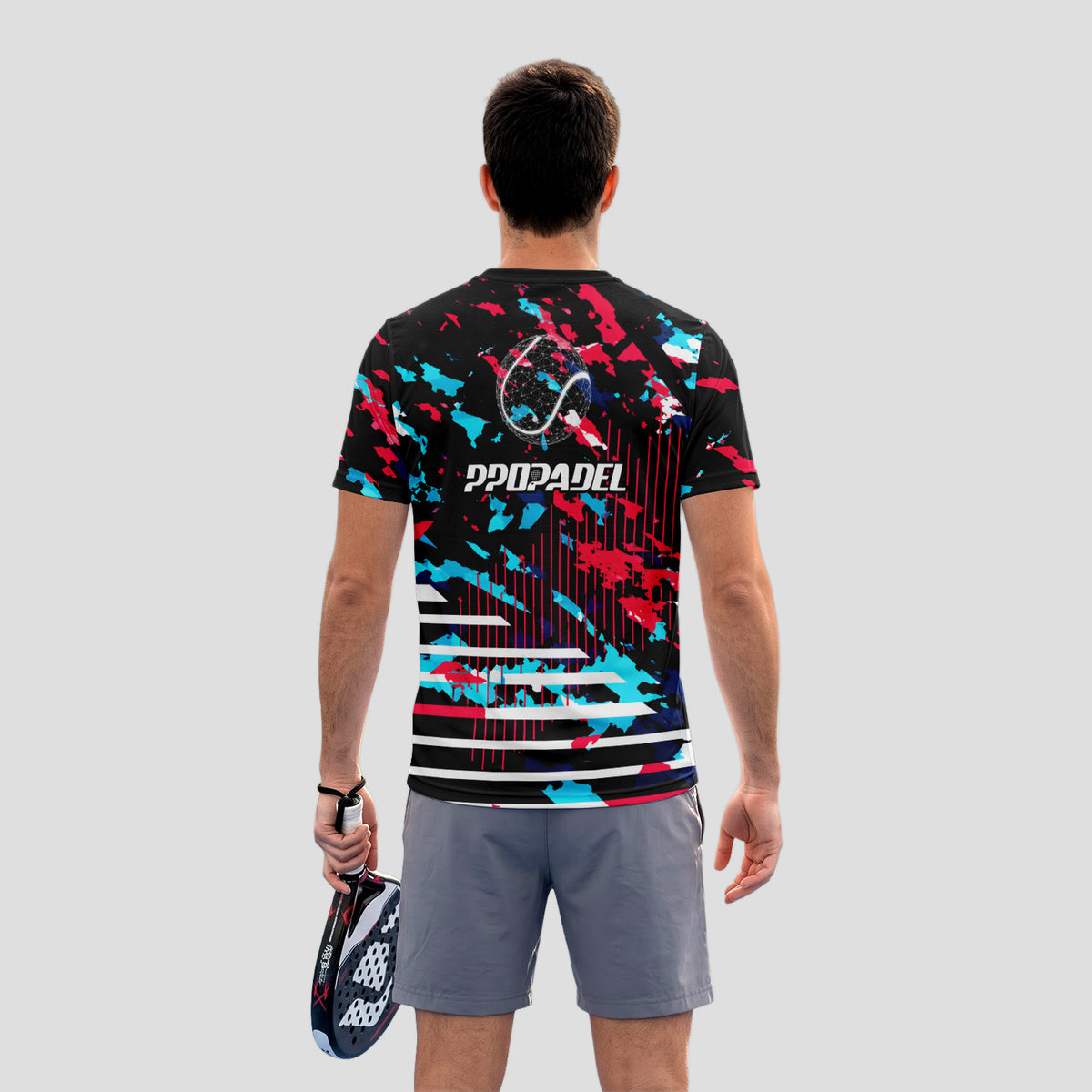 Patrón Camuflaje Salpicaduras Rosa Azul Negro Camiseta De Pádel