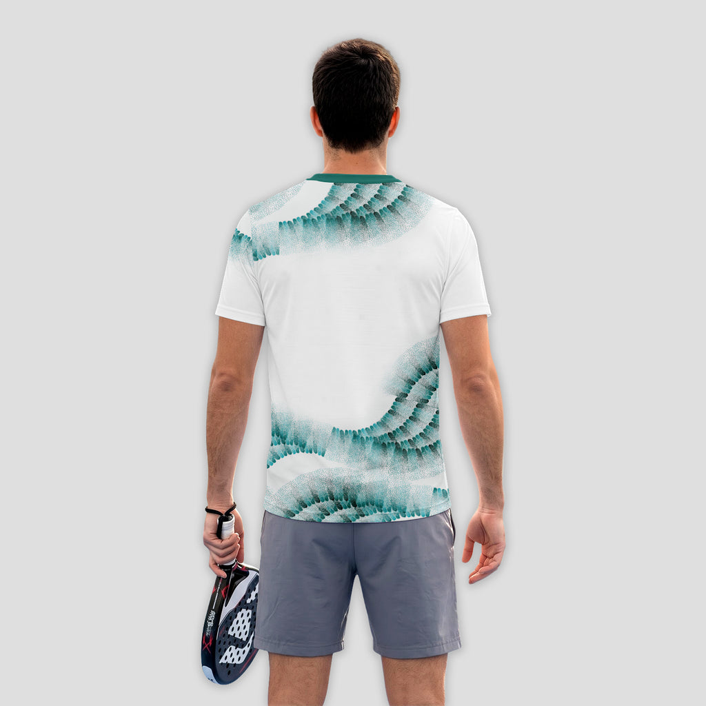 Green Scale Pattern White Feature Padel T-Shirt