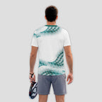 Green Scale Pattern White Feature Padel T-Shirt