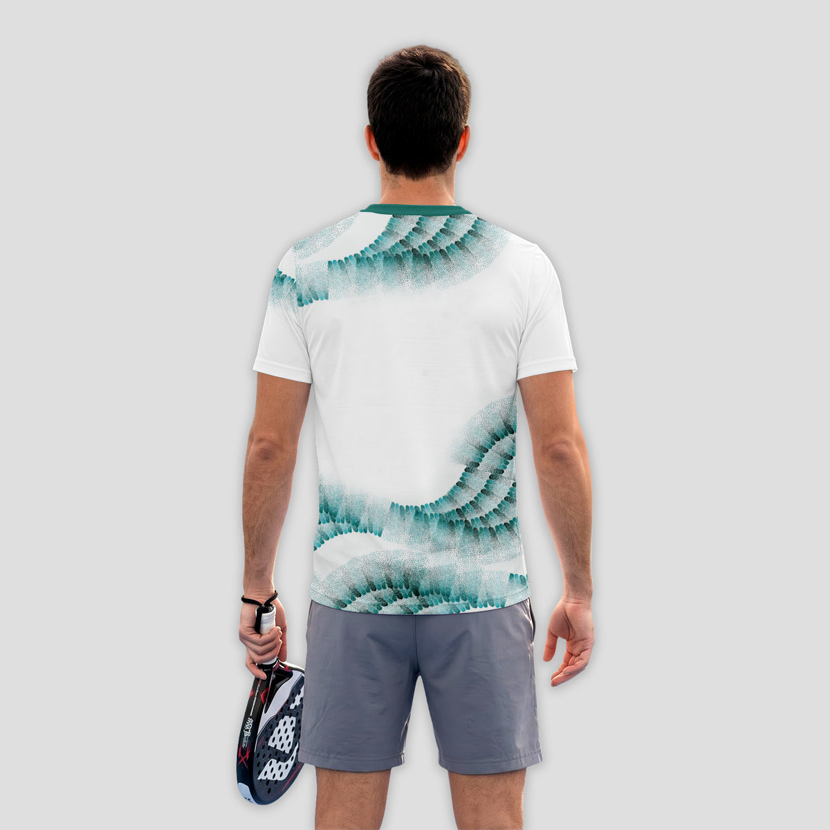 Patrón de Escamas Verde Verde Blanco Destacado Camiseta de Pádel