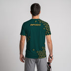 Verde Con Estampado Geométrico Dorado Camiseta De Pádel