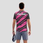Rosa Fucsia y Negro Geométrico – Camiseta de Pádel