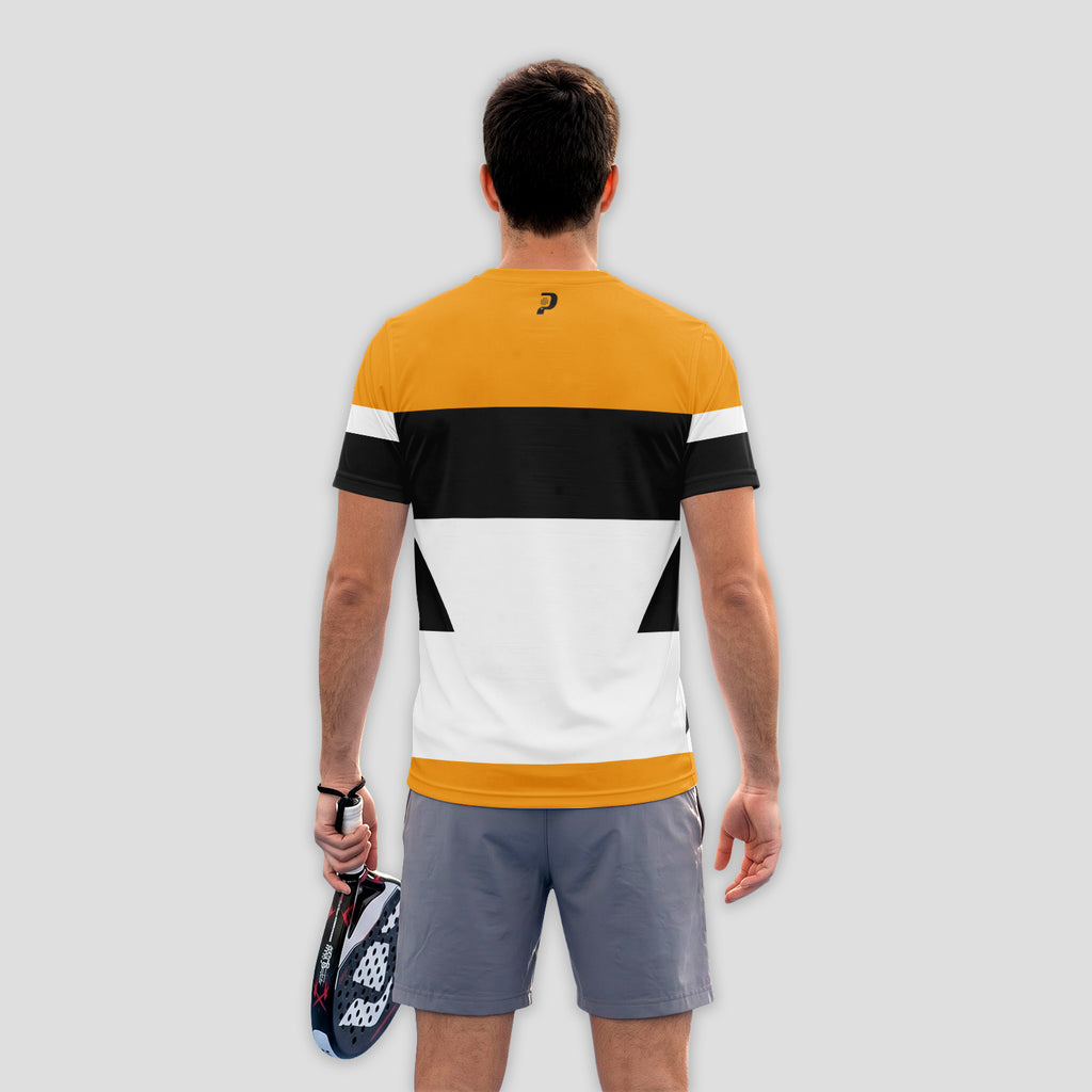 Diseño de Bloques de Color Amarillo Negro Blanco Camiseta de Pádel