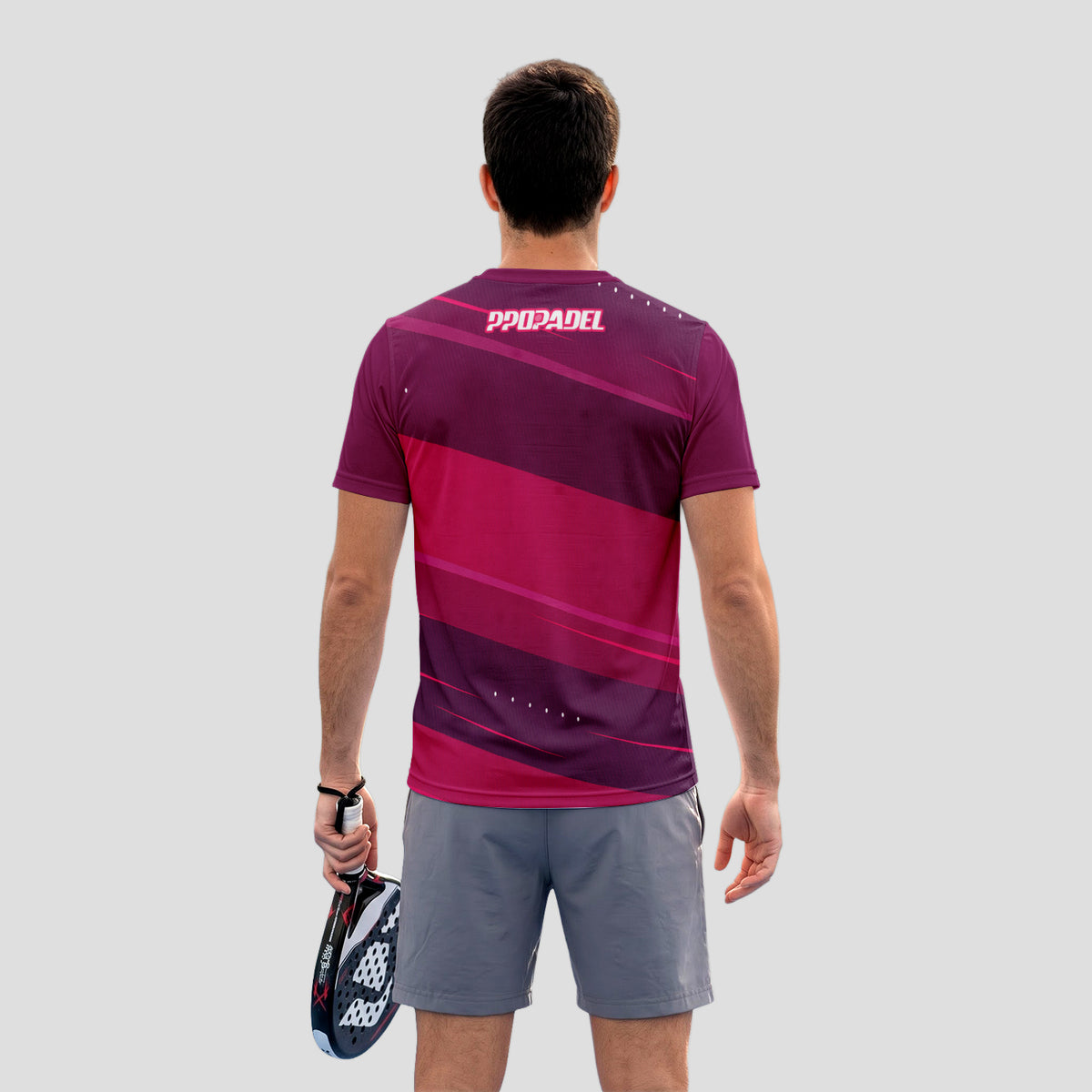Patrón De Bloques Diagonales Magenta Violeta Camiseta De Pádel